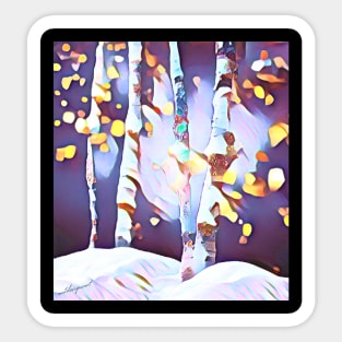 Snowy Aspen Trees in the Mountains Sticker